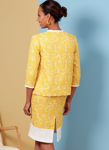 Butterick B6882 sewing pattern envelope showing misses' lined open front jacket designs