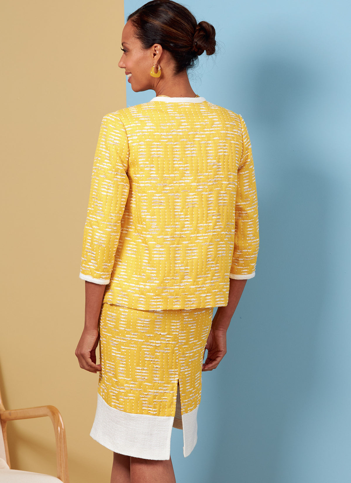 Butterick B6882 sewing pattern envelope showing misses' lined open front jacket designs
