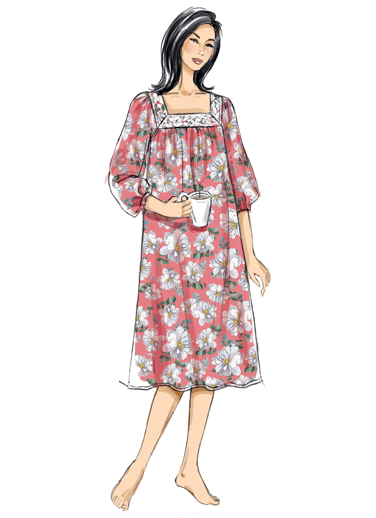 Butterick B6883 sewing pattern envelope showing misses' sleepwear top and nightdress designs