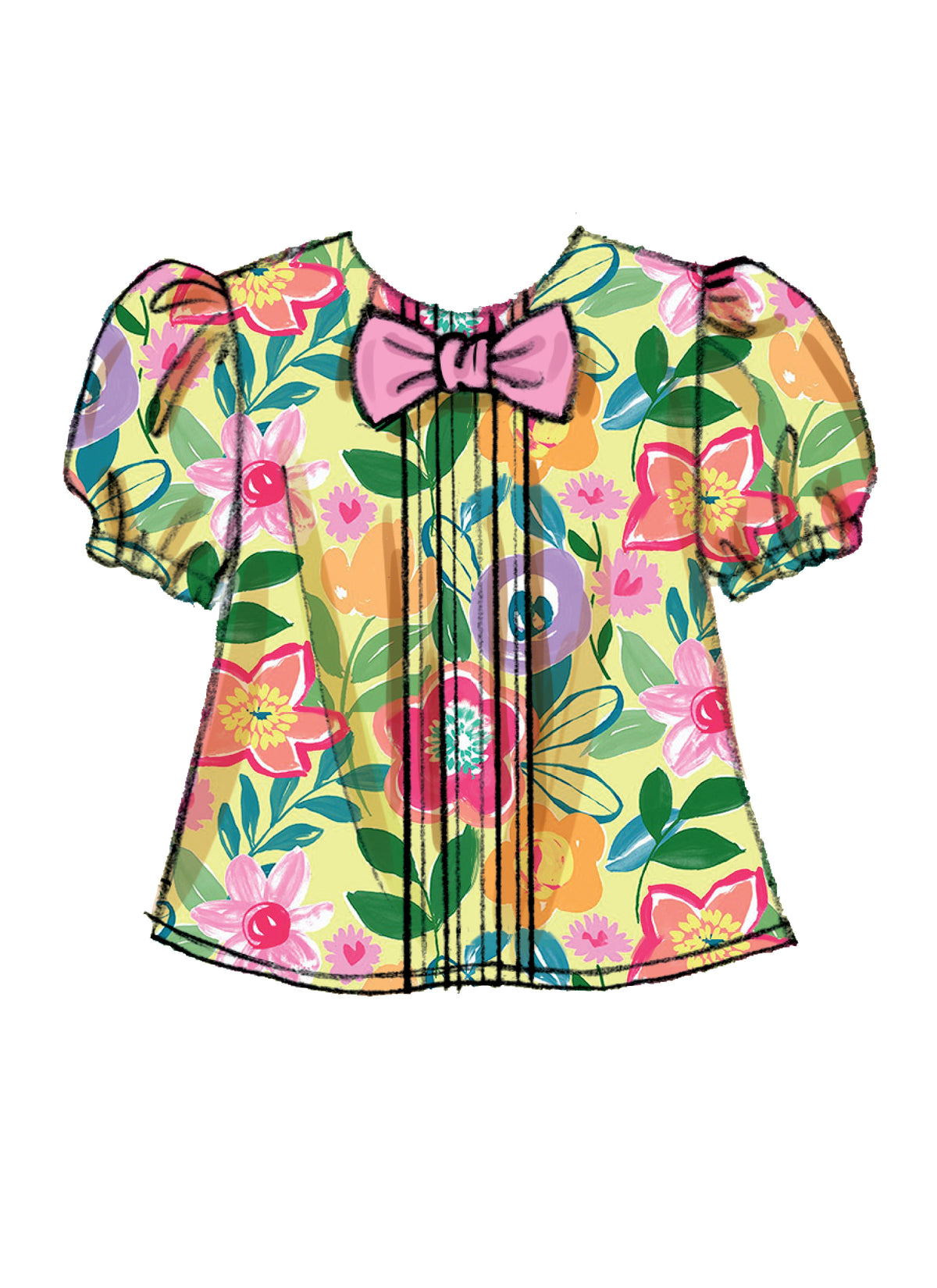 Butterick B6884 sewing pattern envelope showing baby a-line top designs