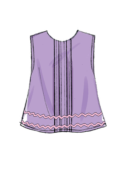 Butterick B6884 sewing pattern envelope showing baby a-line top designs