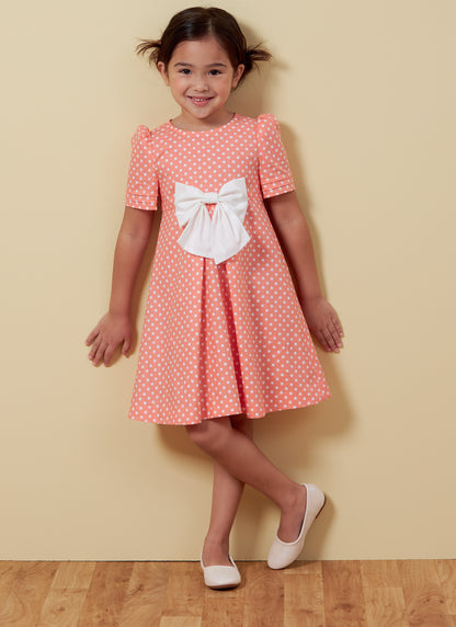 Butterick B6886 sewing pattern envelope showing children's a-line dress designs