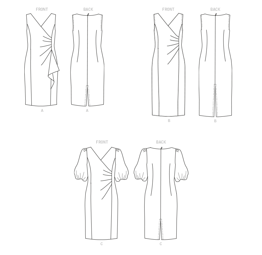 Butterick B6892 sewing pattern envelope showing misses' princess seam dress designs