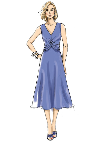 Butterick B6893 sewing pattern envelope showing misses' v-neck dress and jumpsuit designs