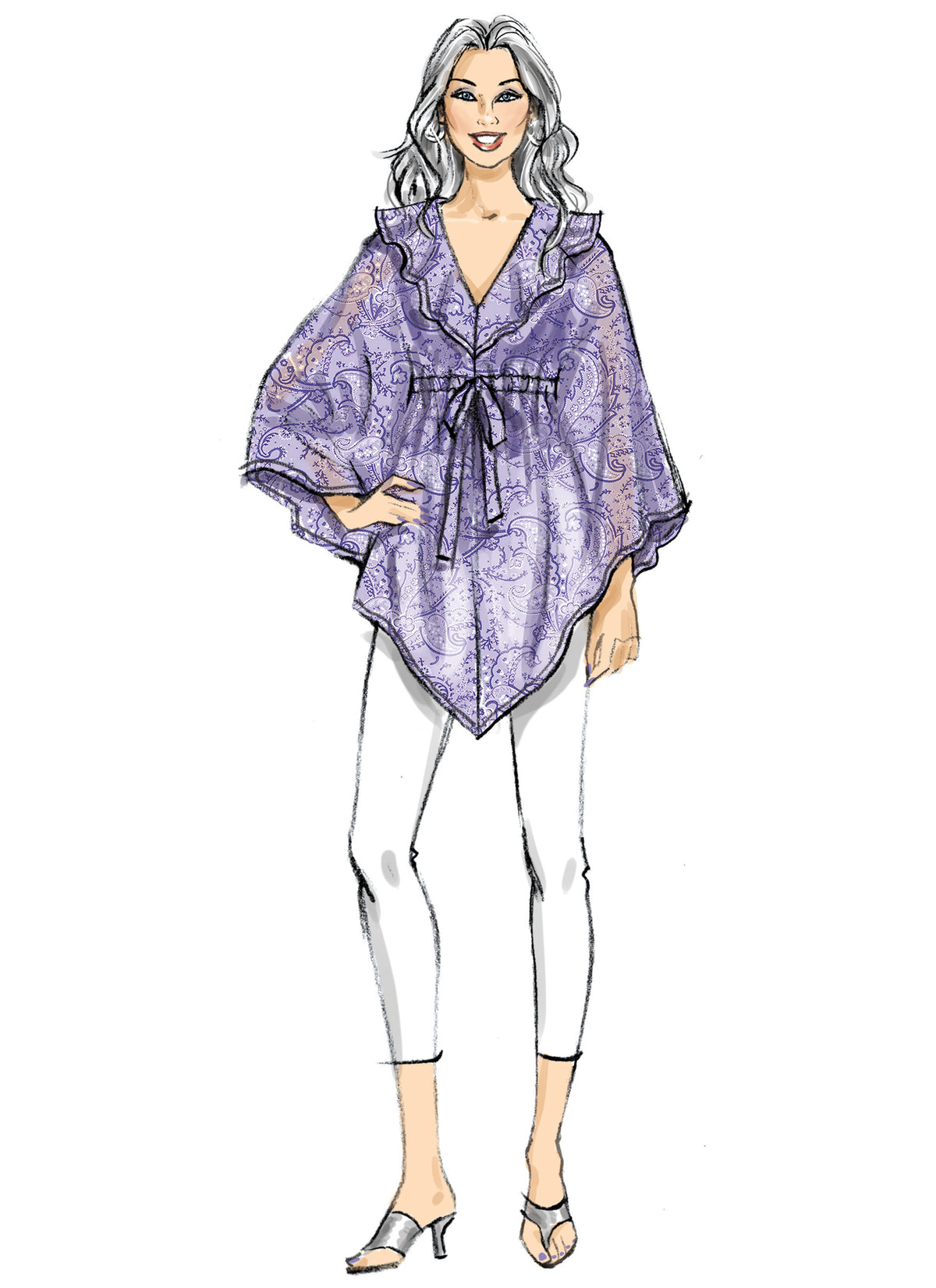 Butterick B6900 sewing pattern envelope showing the v-neck kaftan dress designs