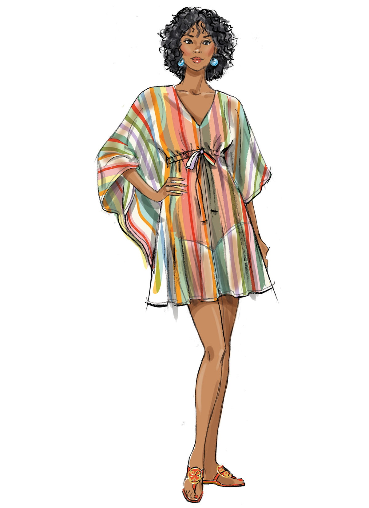Butterick B6900 sewing pattern envelope showing the v-neck kaftan dress designs