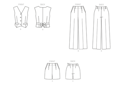 Butterick B6901 sewing pattern envelope showing the lined button front waistcoat designs