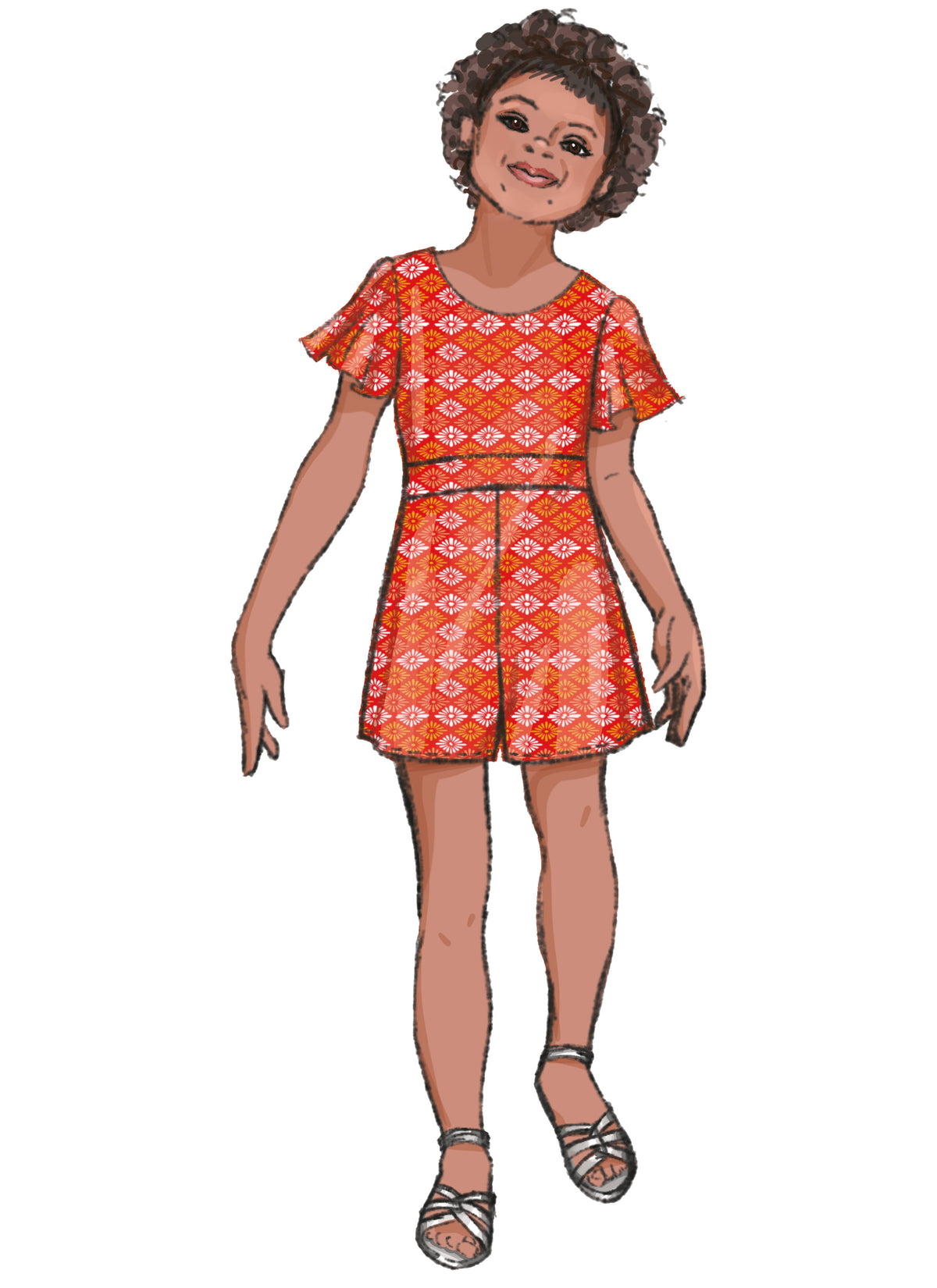 Butterick B6908 sewing pattern envelope showing the girls' full skirt dress designs