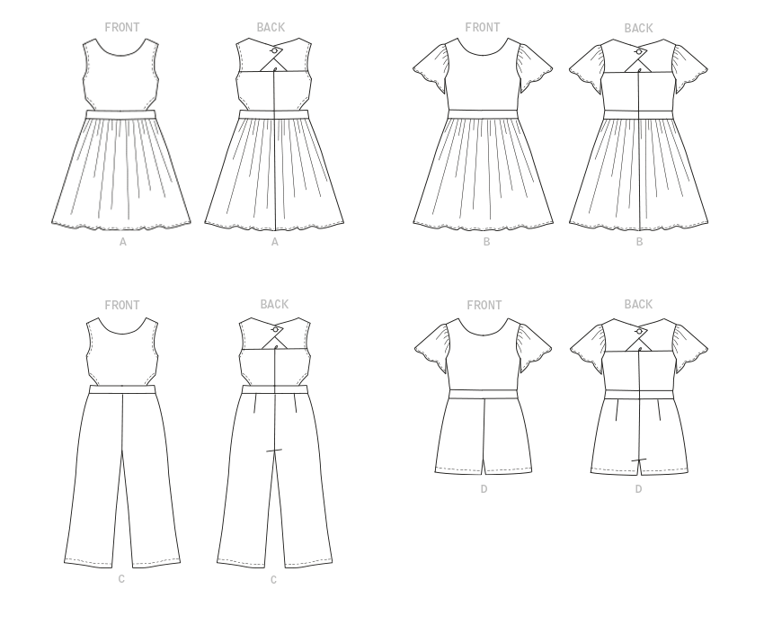 Butterick B6908 sewing pattern envelope showing the girls' full skirt dress designs