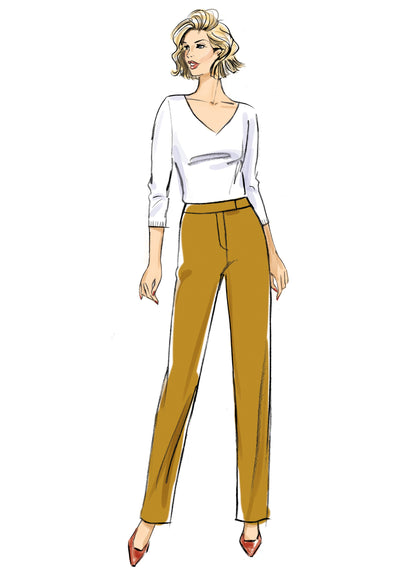 Butterick B6910 sewing pattern envelope showing the contour waist trousers designs
