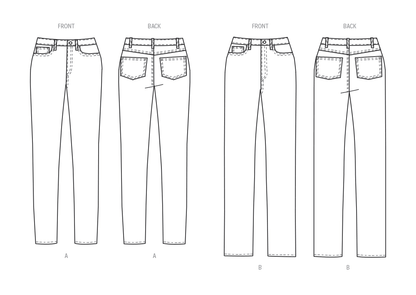 Butterick B6911 sewing pattern envelope showing the jeans designs