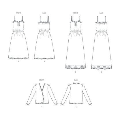 Butterick B6914 sewing pattern envelope showing the semi-fitted lace dress designs