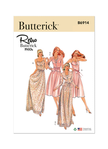 Butterick B6914 sewing pattern envelope showing the semi-fitted lace dress designs
