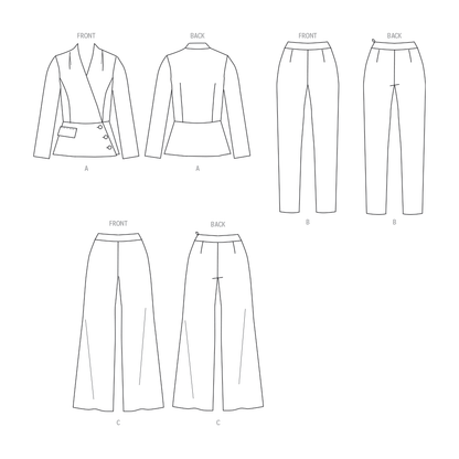 Butterick B6915 sewing pattern envelope showing the two-piece suit designs
