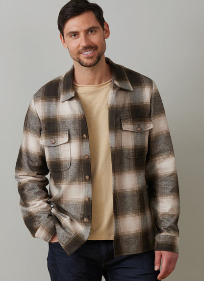 Butterick B6916 sewing pattern envelope showing the unisex shirt jacket designs