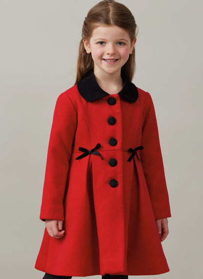 Butterick B6921 sewing pattern envelope showing the children's button front coat designs