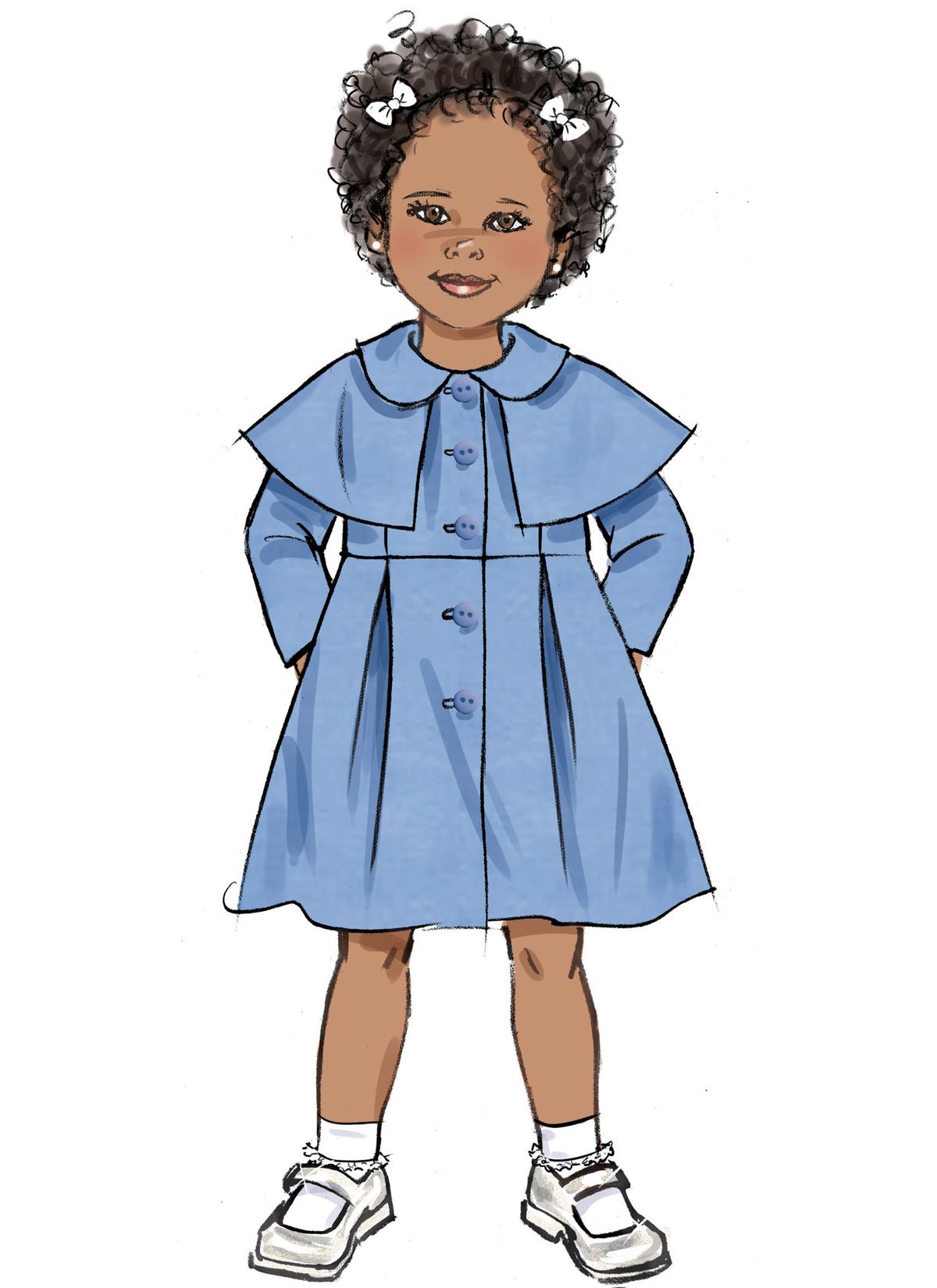Butterick B6921 sewing pattern envelope showing the children's button front coat designs