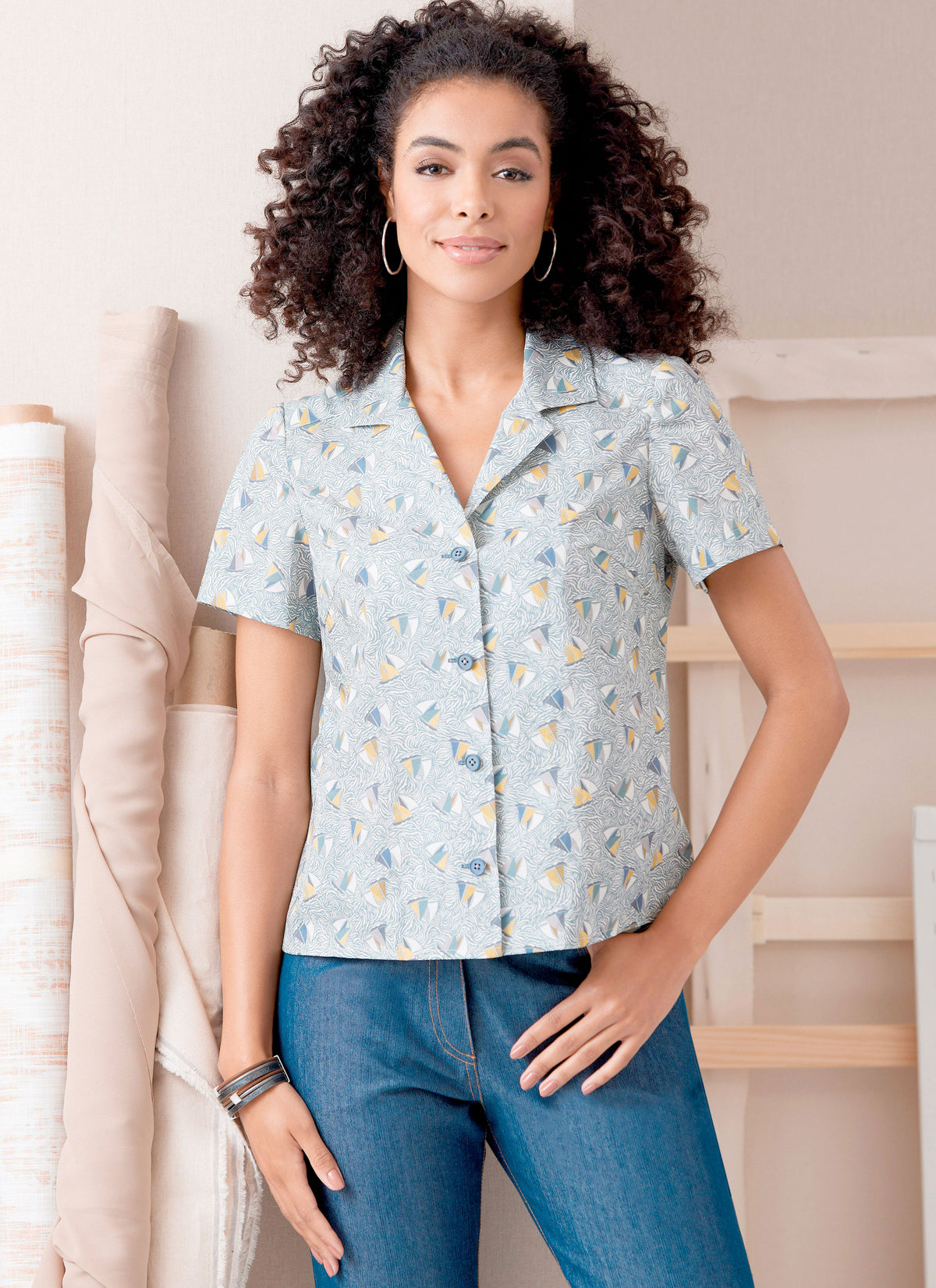 Butterick B6924 sewing pattern envelope showing the fitted shirt designs