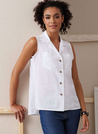 Butterick B6924 sewing pattern envelope showing the fitted shirt designs