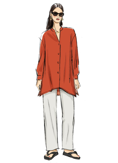 Butterick B6932 sewing pattern envelope showing the loose fit top designs