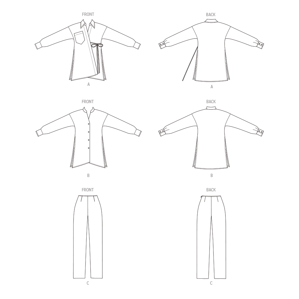 Butterick B6932 sewing pattern envelope showing the loose fit top designs