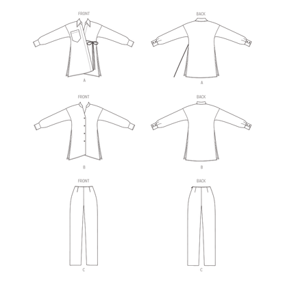 Butterick B6932 sewing pattern envelope showing the loose fit top designs