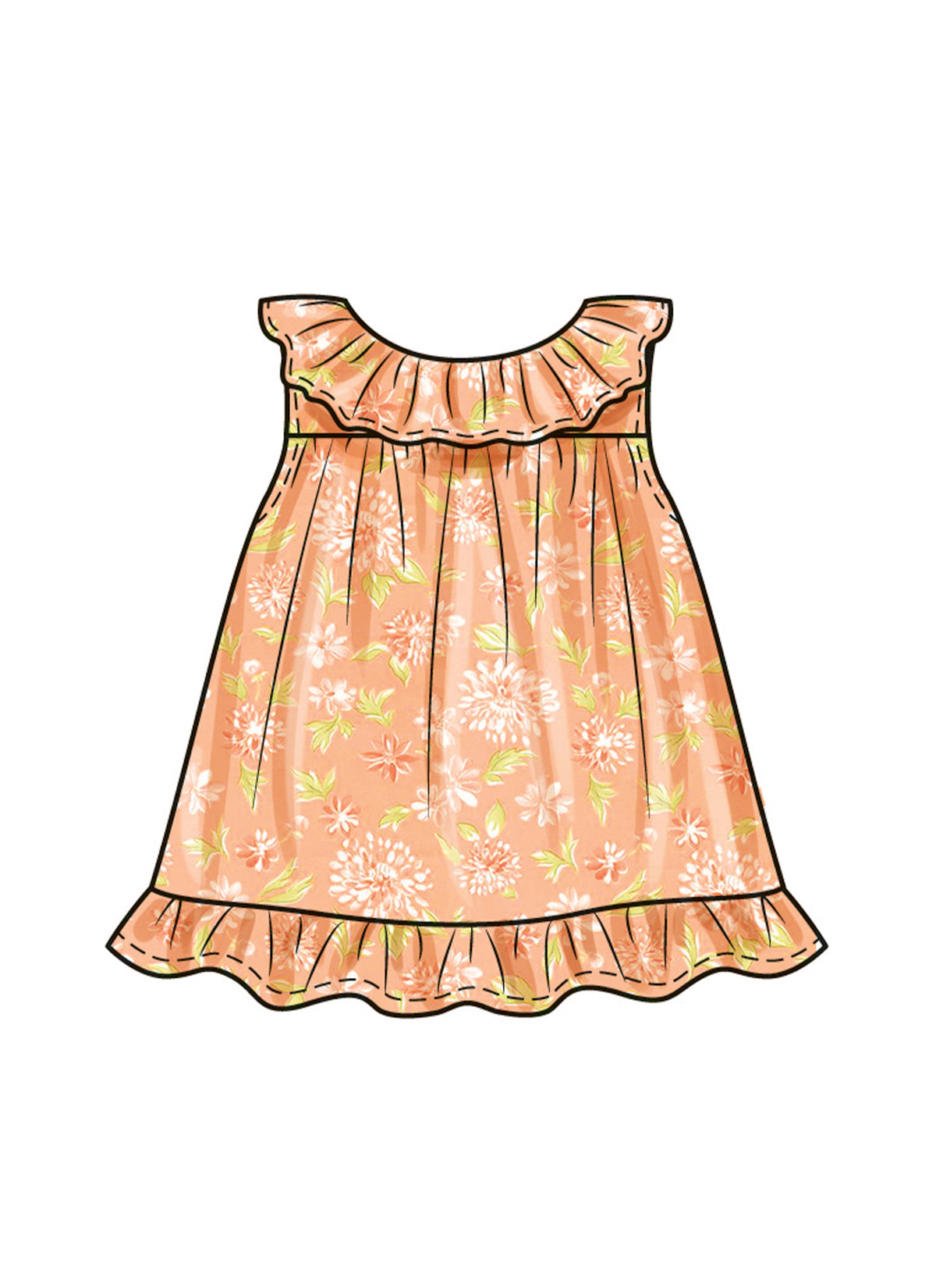 Butterick B6935 sewing pattern envelope showing the baby ruffle top designs