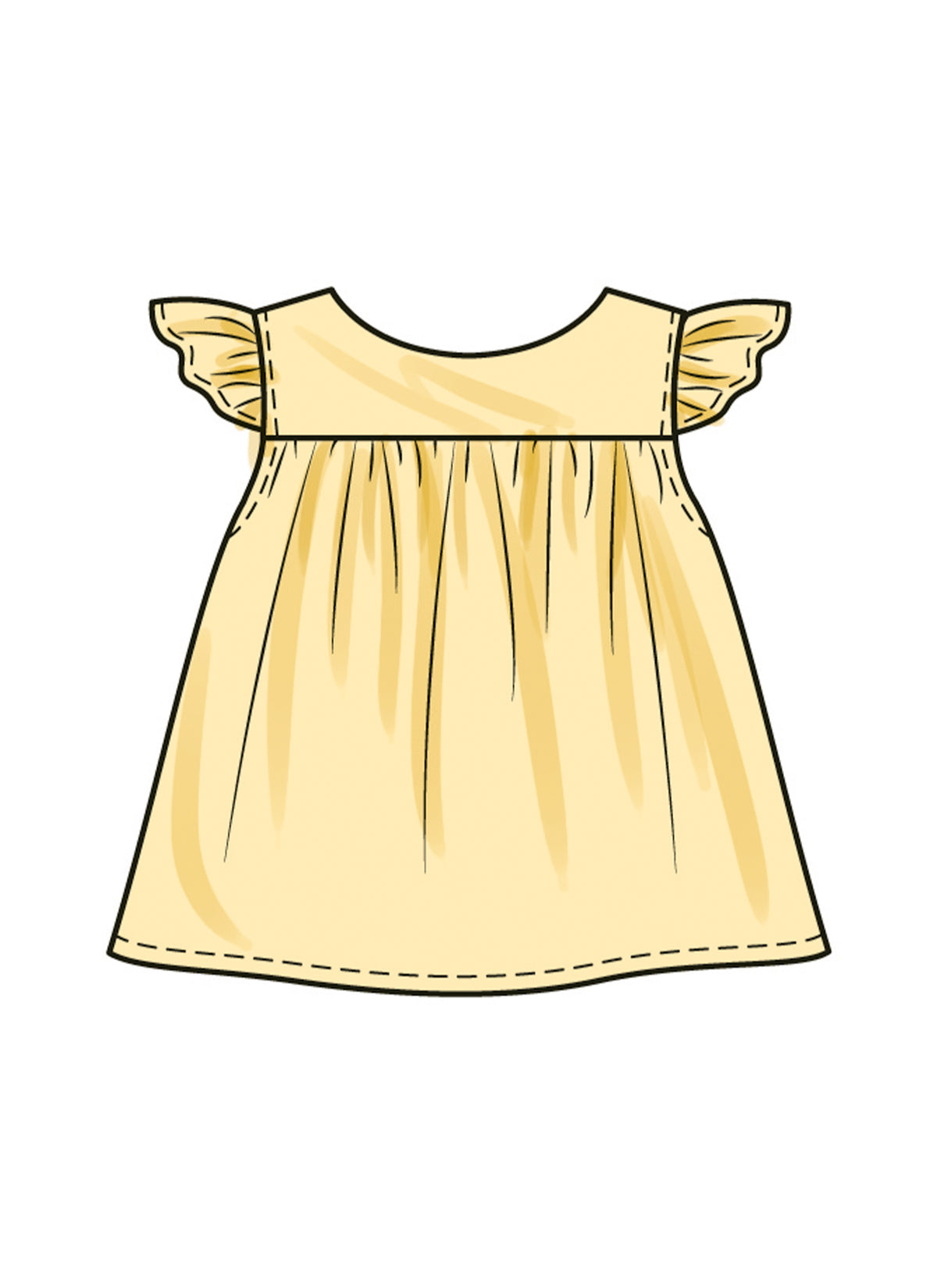 Butterick B6935 sewing pattern envelope showing the baby ruffle top designs