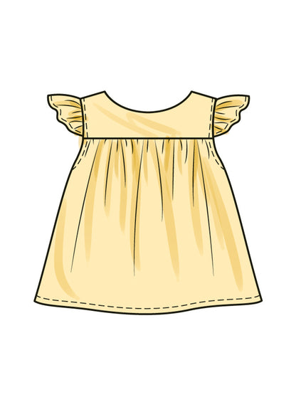 Butterick B6935 sewing pattern envelope showing the baby ruffle top designs