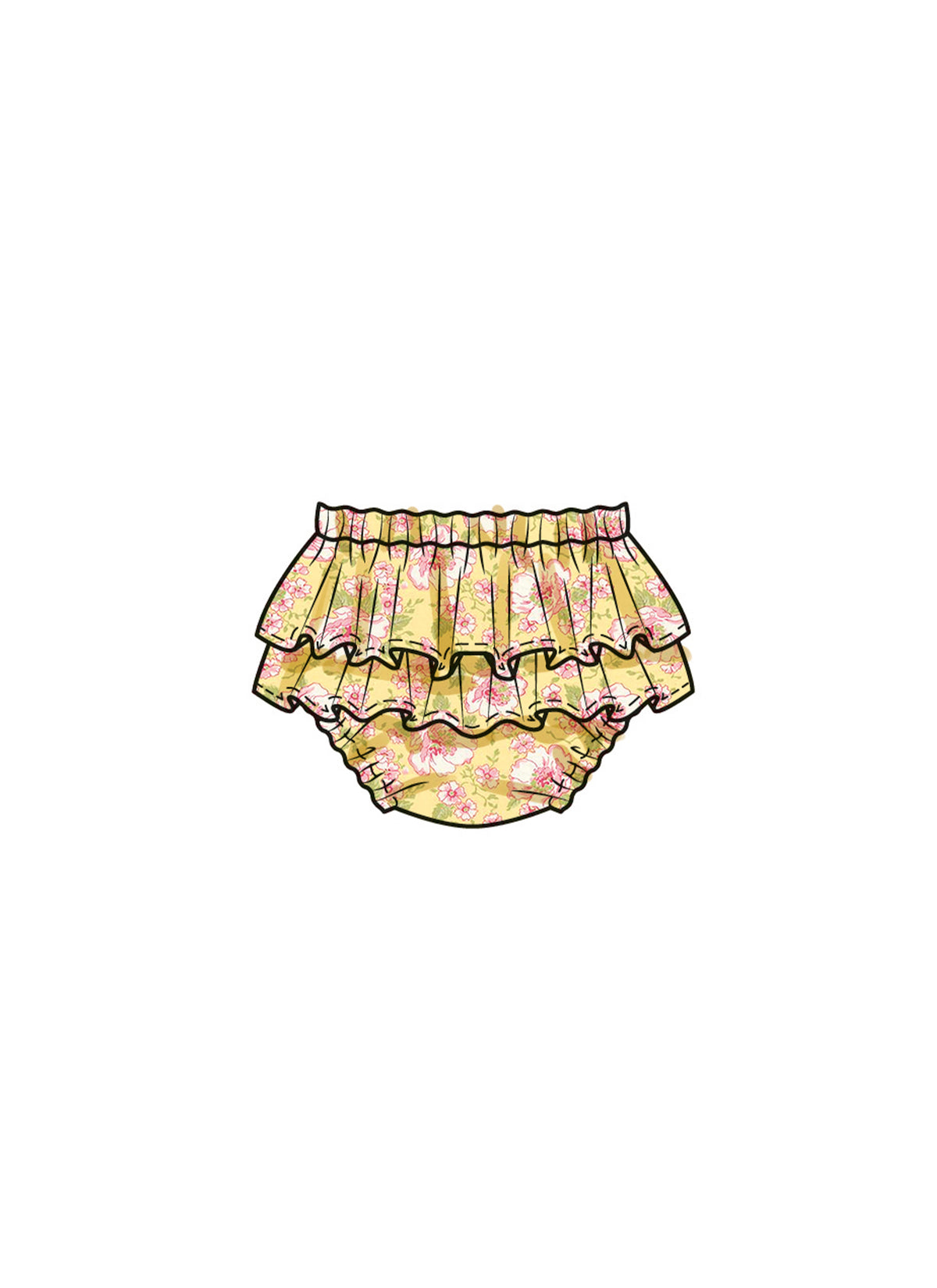 Butterick B6935 sewing pattern envelope showing the baby ruffle top designs