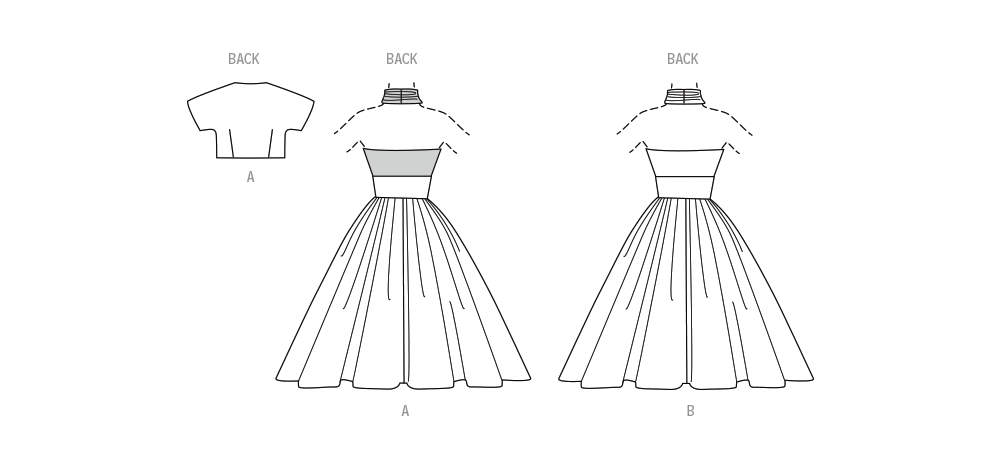 Butterick B6938 sewing pattern envelope showing the vintage 1950s halter dress and jacket designs