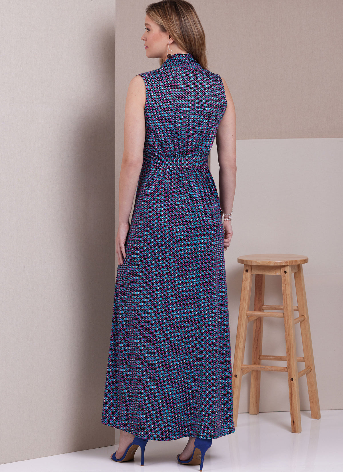 Butterick sewing pattern B6940 envelope showing a knit dress in three lengths