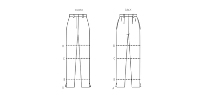 Butterick sewing pattern B6944 envelope showing trousers in four lengths