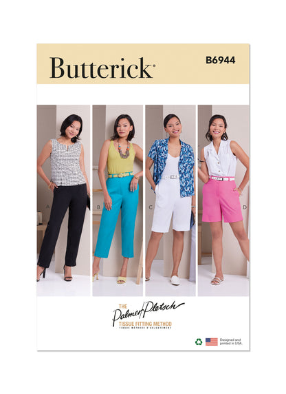 Butterick sewing pattern B6944 envelope showing trousers in four lengths