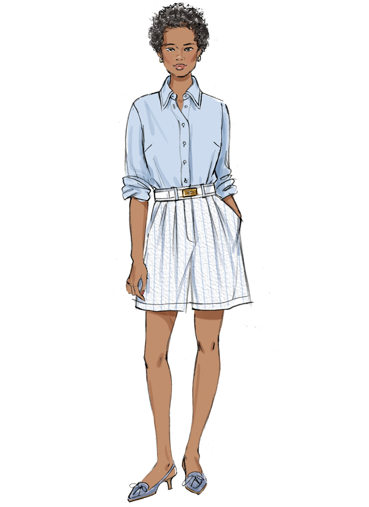 Butterick sewing pattern B6946 envelope showing a fitted shirt