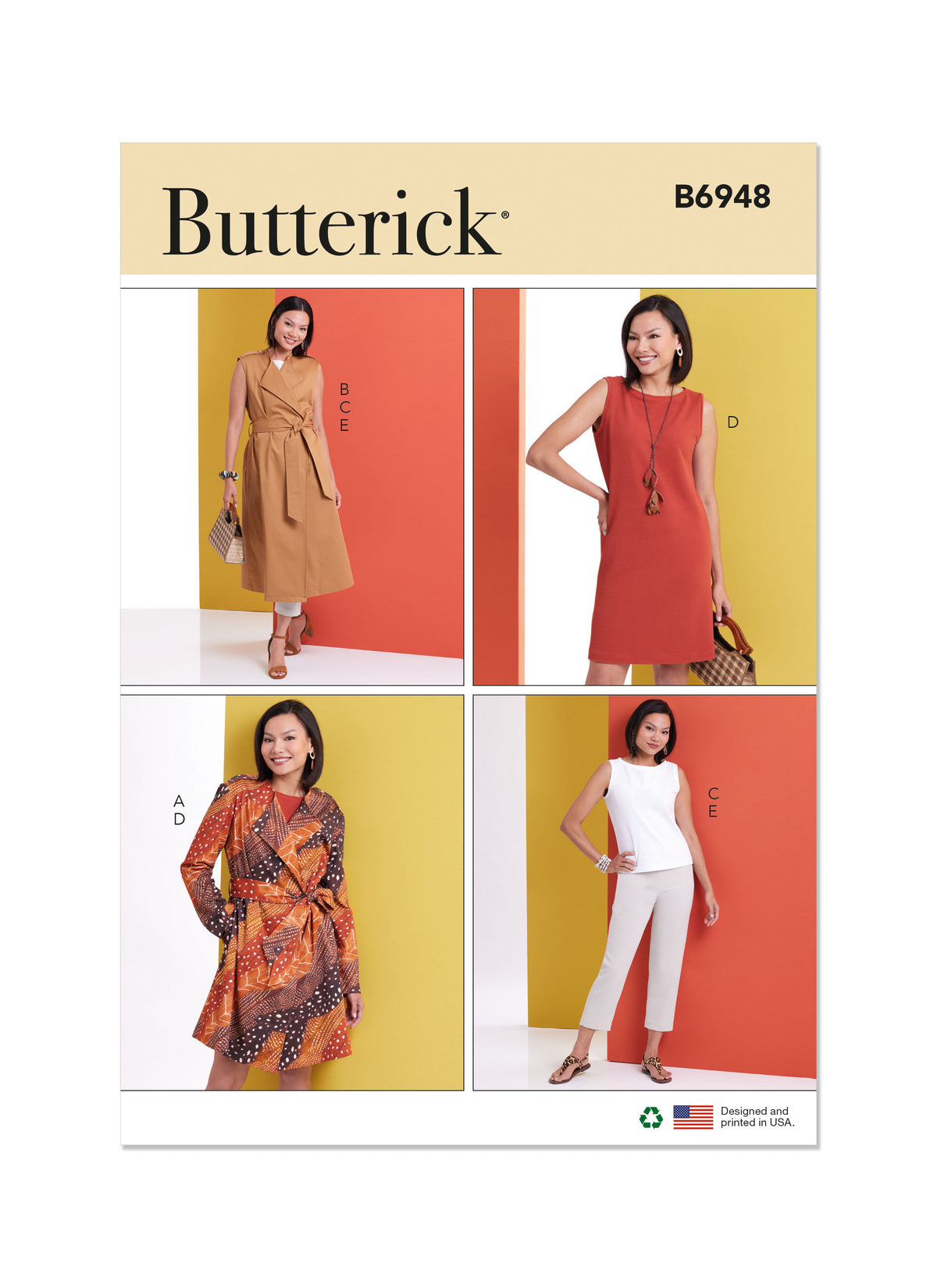 Butterick sewing pattern B6948 envelope showing an unlined jacket or waistcoat