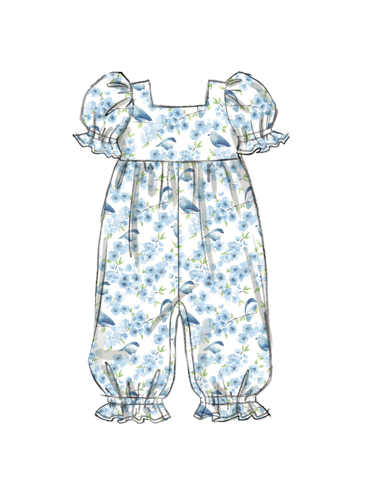 Butterick sewing pattern B6950 envelope showing a baby romper in two lengths