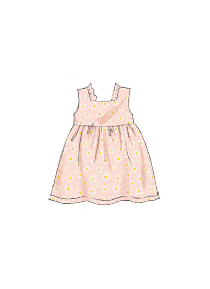 Butterick sewing pattern B6950 envelope showing a baby romper in two lengths