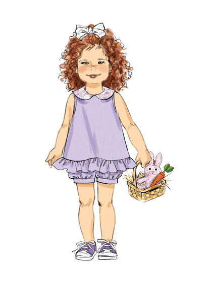 Butterick sewing pattern B6951 envelope showing a toddler's dress and top