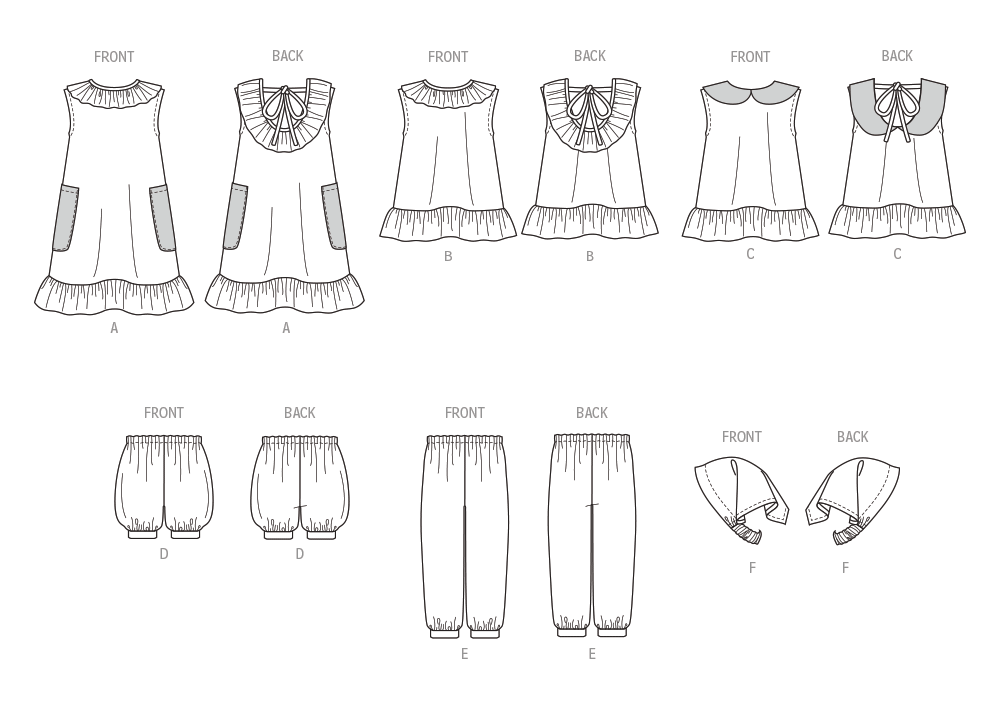 Butterick sewing pattern B6951 envelope showing a toddler's dress and top