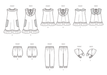 Butterick sewing pattern B6951 envelope showing a toddler's dress and top