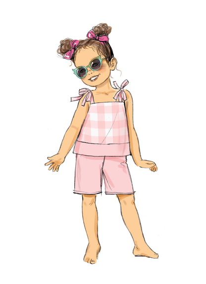 Butterick sewing pattern B6952 envelope showing a loose fitting pullover dress or top for children