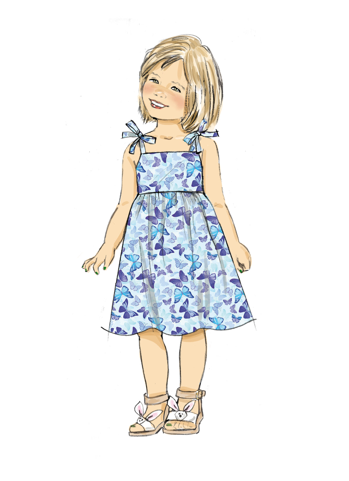 Butterick sewing pattern B6952 envelope showing a loose fitting pullover dress or top for children