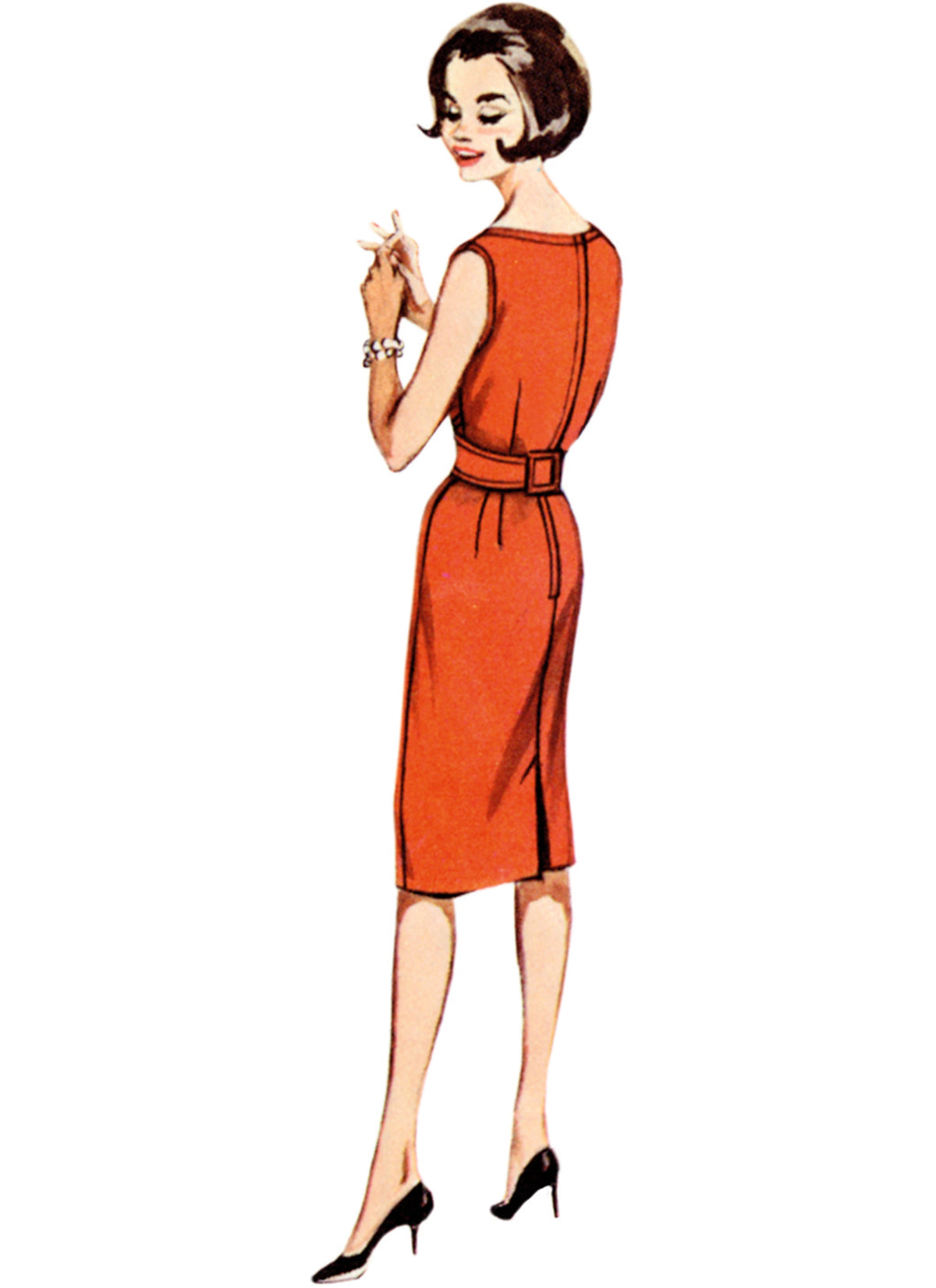 Butterick sewing pattern B6955 envelope showing a vintage 1960s-style pinafore dress