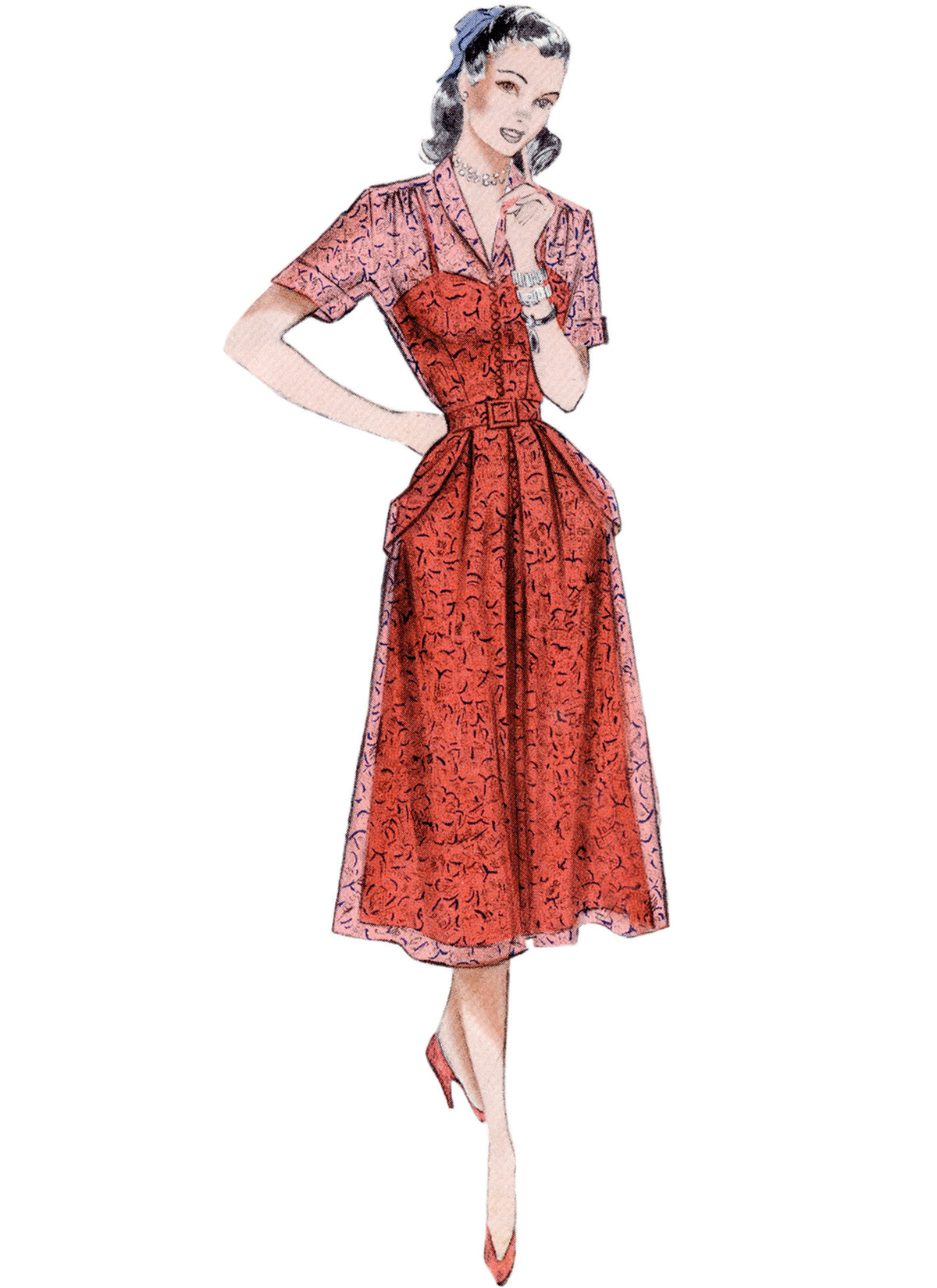 Butterick sewing pattern B6956 envelope showing a vintage 1950s-style dress