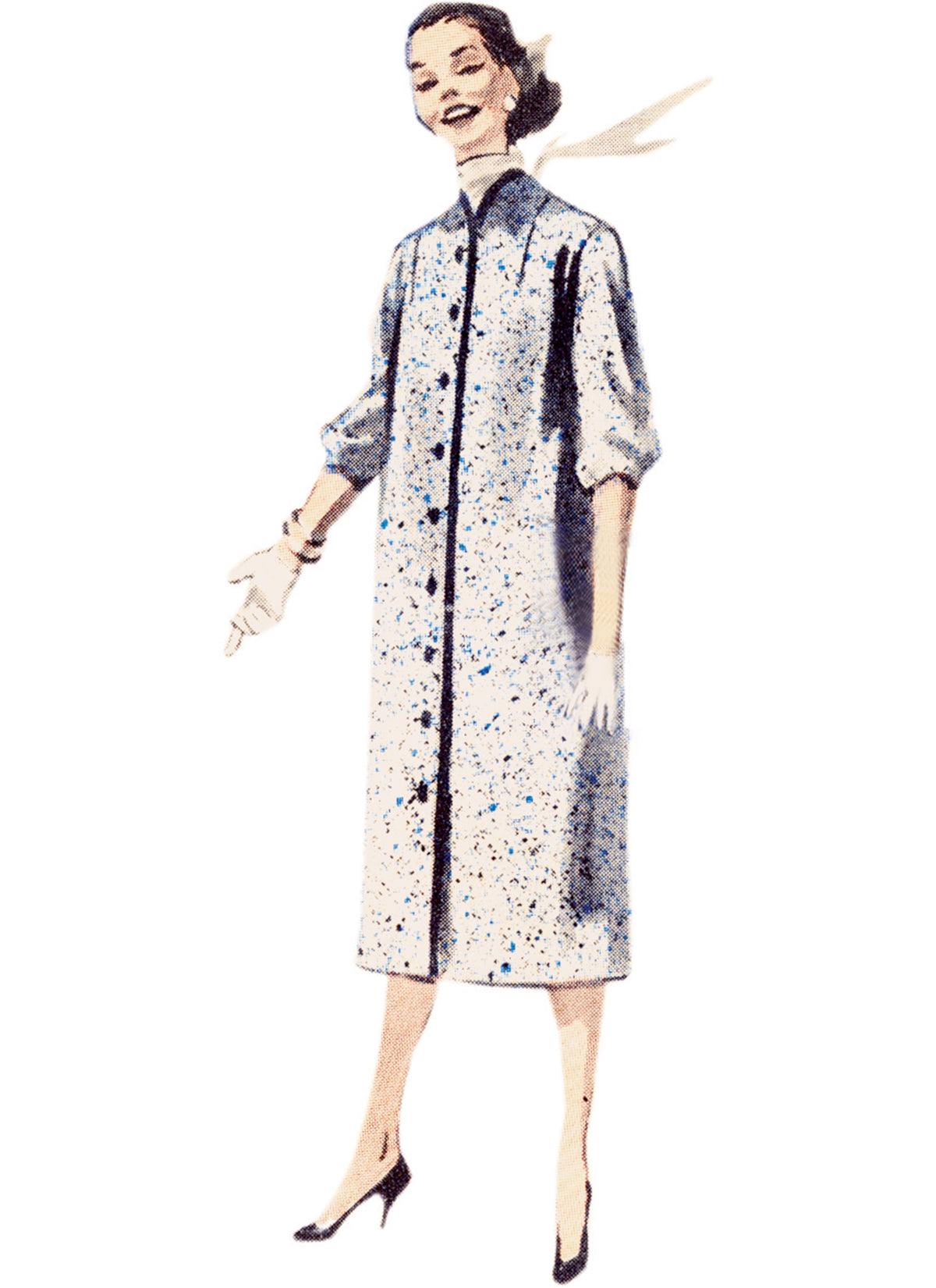 Butterick sewing pattern B6957 envelope showing a vintage 1950s-style quick and easy slim coat