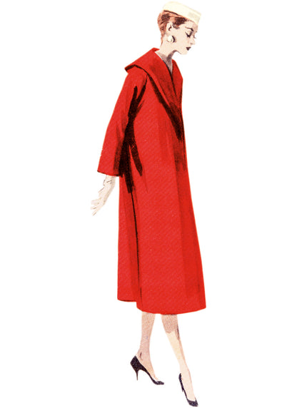 Butterick sewing pattern B6957 envelope showing a vintage 1950s-style quick and easy slim coat