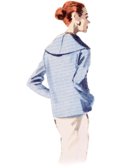 Butterick sewing pattern B6957 envelope showing a vintage 1950s-style quick and easy slim coat