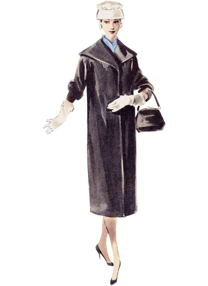 Butterick sewing pattern B6957 envelope showing a vintage 1950s-style quick and easy slim coat