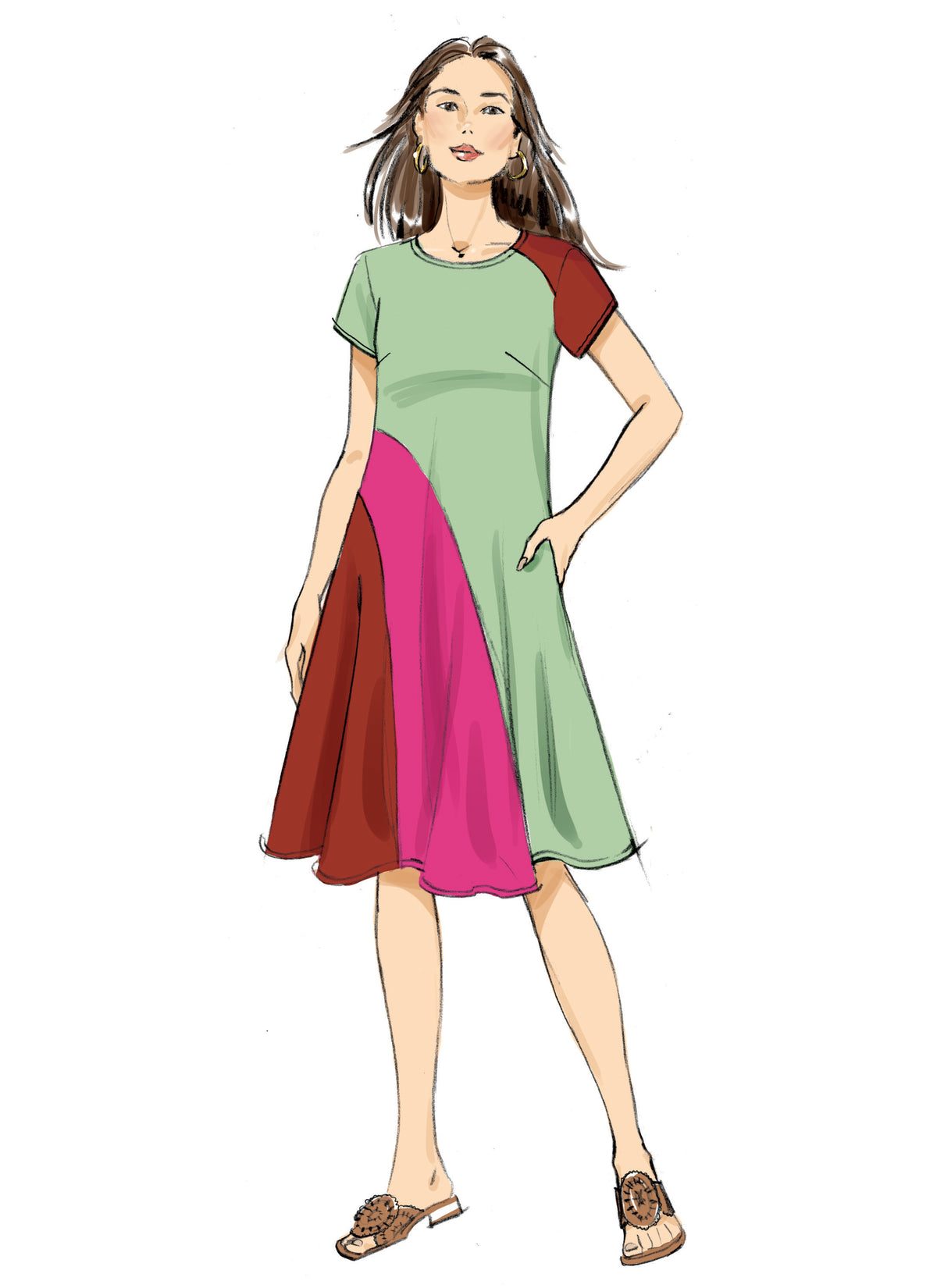 Butterick sewing pattern B6959 envelope showing a slightly flared pullover dress